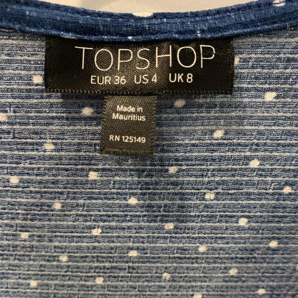 Blue polka dot tea Topshop dress. - Picture 3 of 5